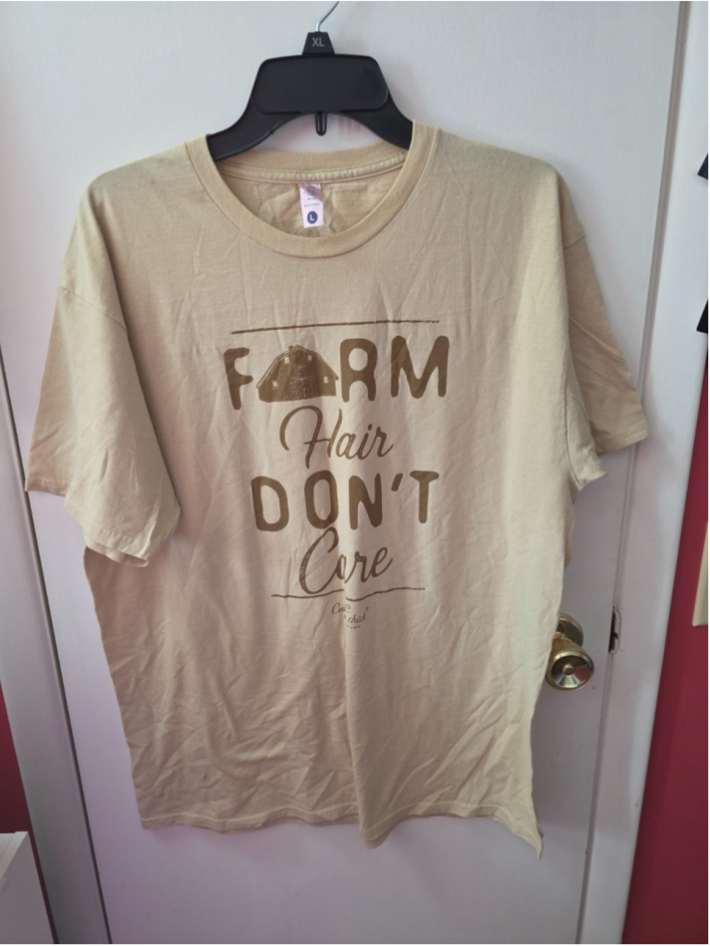 Country Chick Collection Farm Hair Don't Care T Shirt Large Western Cowgirl Tee